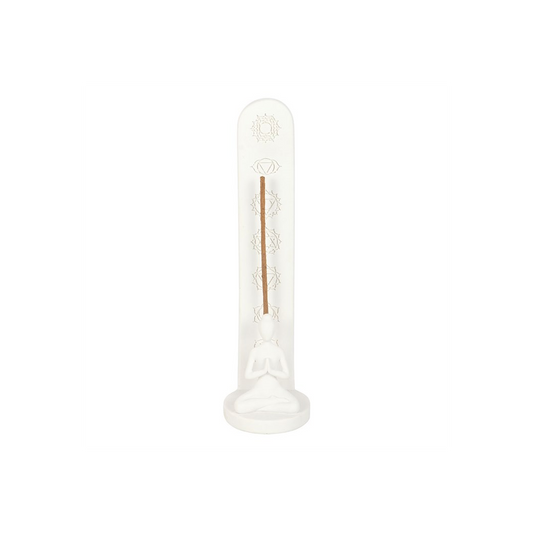 N/A White Chakra and Yoga Pose Incense Stick Holder -