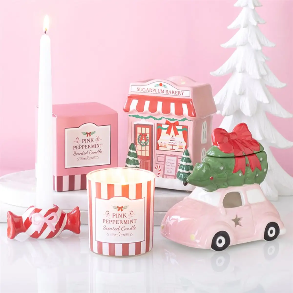 N/A Christmas Candy Taper Candle Holder -