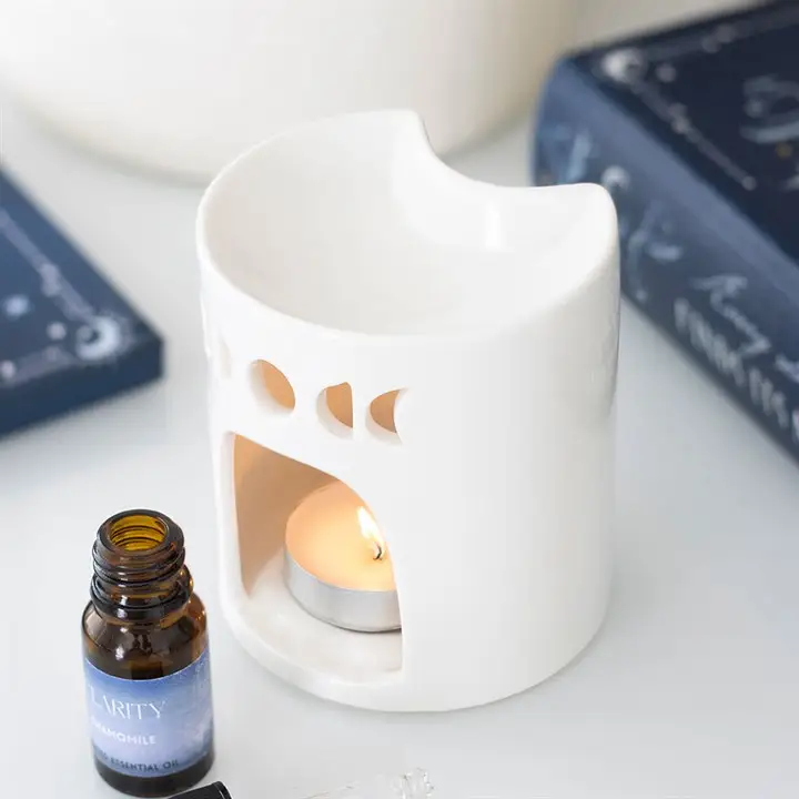 N/A White Crescent Moon Oil Burner -