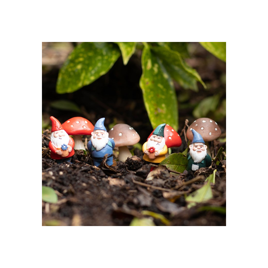 Mini Mushroom Plant Pot Decorations – Set of 4 Toadstool Pals