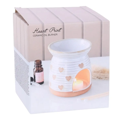 N/A Beige Heart Print Oil Burner -