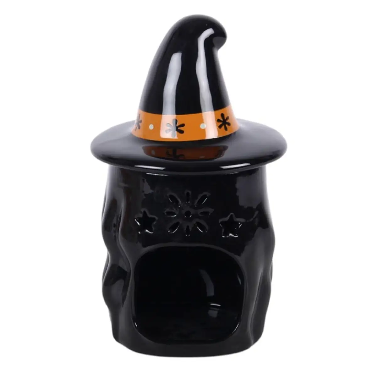 Something Different Frightful Folk Witch Oil Burner - Rustic Seasonal Ceramic Warmer With Charming Witch Hat Design