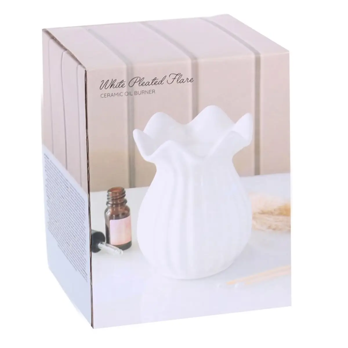 N/A White Pleated Flare Oil Burner -