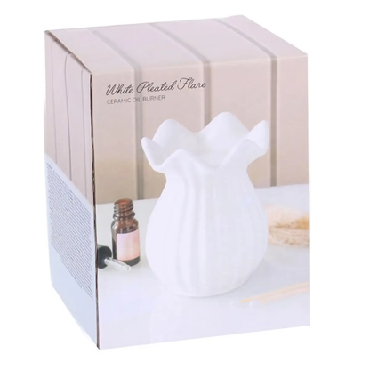 N/A White Pleated Flare Oil Burner -