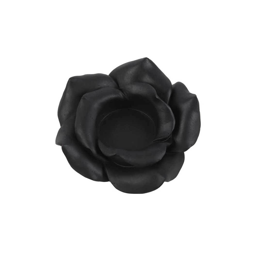 N/A Black Rose Resin Tealight Candle Holder -