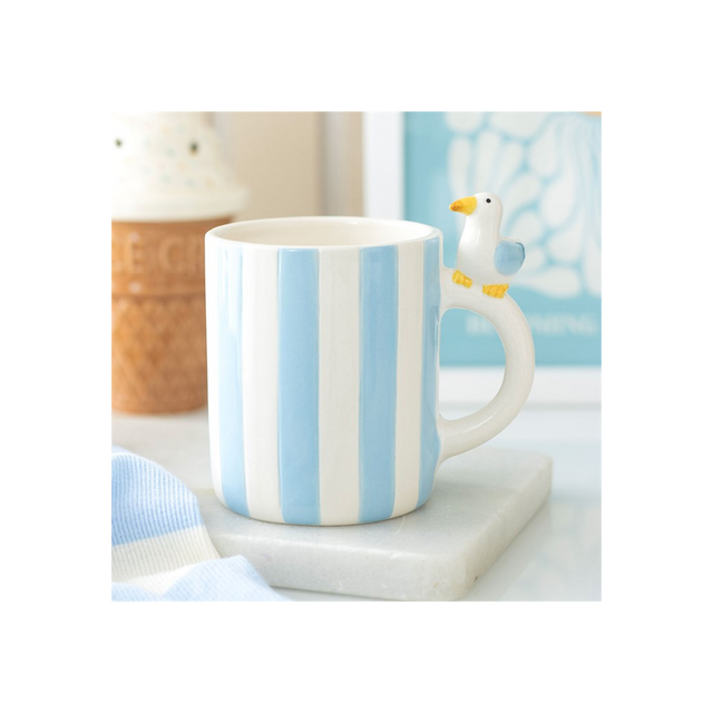 Striped Mug with Seagull