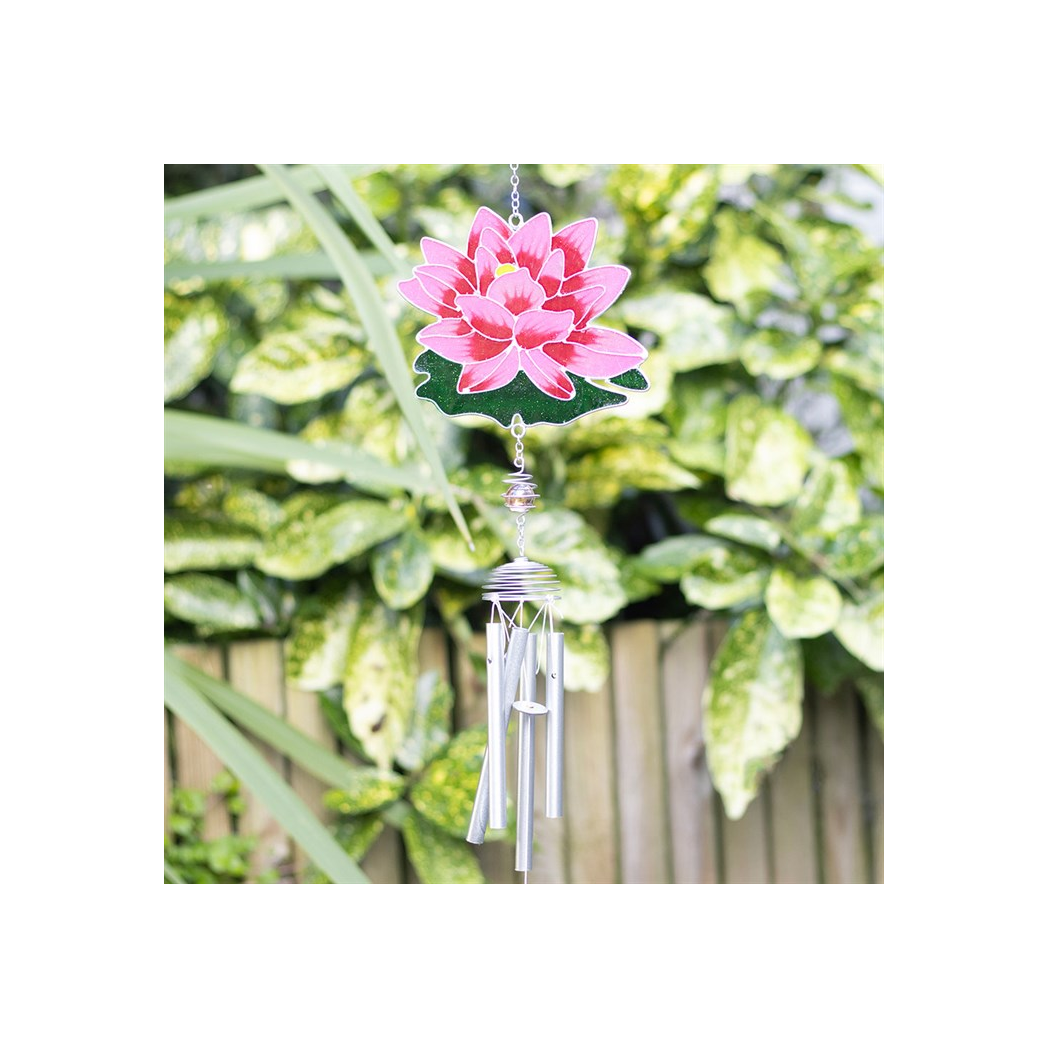 Pink Water Lily Wind Chime for a Peaceful Garden