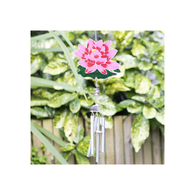 Pink Water Lily Wind Chime for a Peaceful Garden