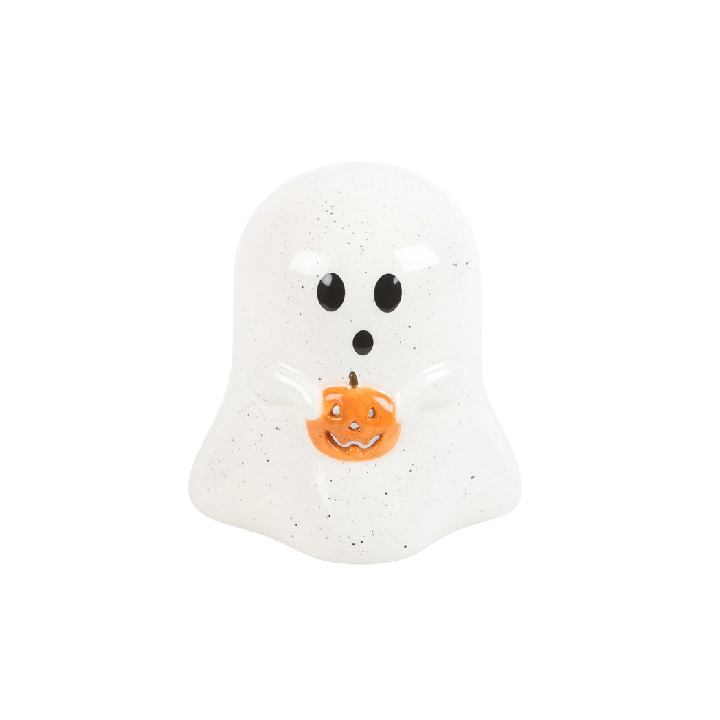 N/A Ghost Shaped Tealight Candle Holder with Pumpkin -