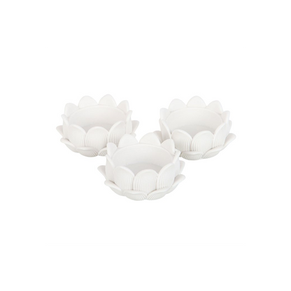 N/A Set of 3 White Lotus Flower Tealight Holders -