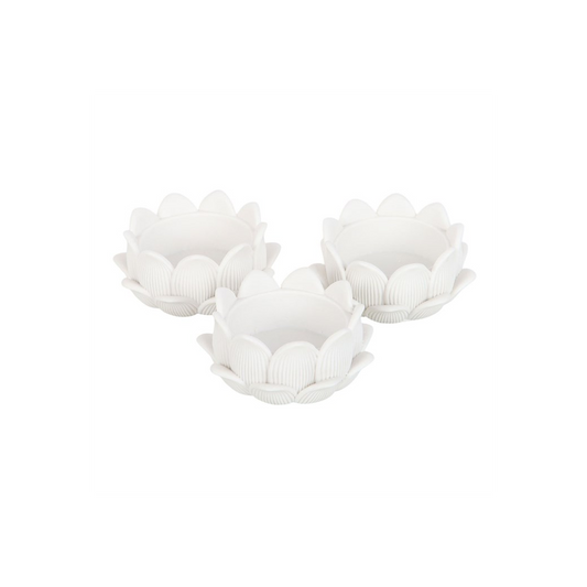 N/A Set of 3 White Lotus Flower Tealight Holders -