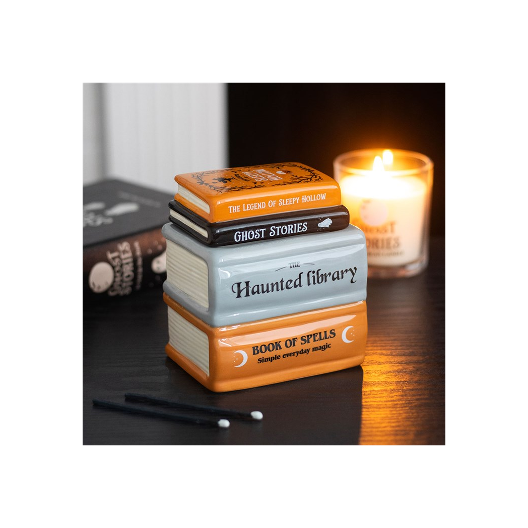 N/A Haunted Library Book Stack Oil Burner and Wax Warmer -