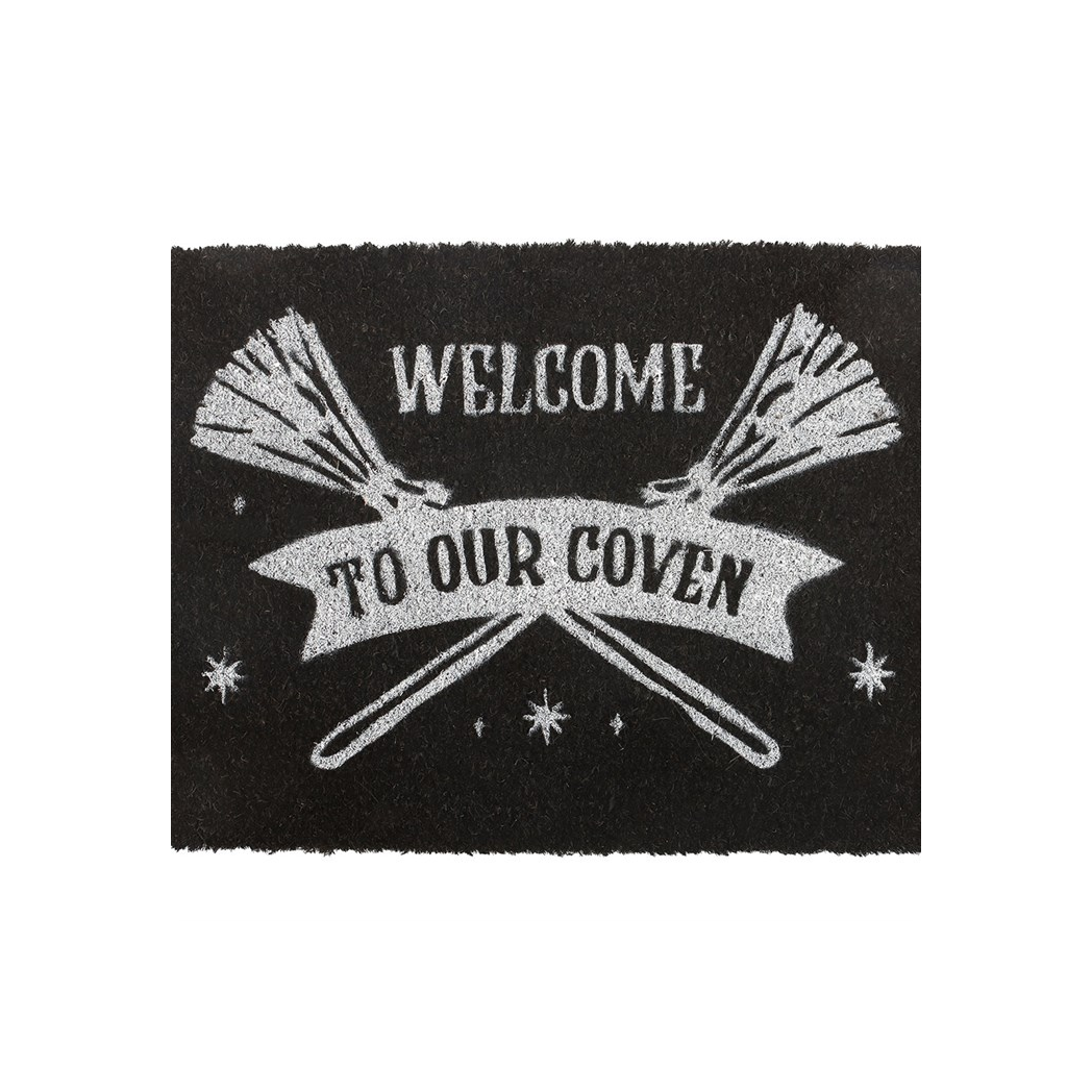 Charming Black Welcome to Our Coven Doormat – Enchant Your Entrance