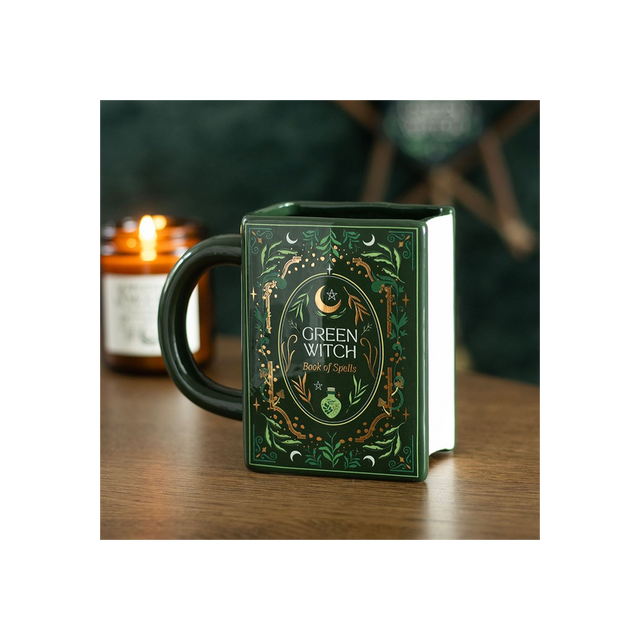 Green Witch Book Shaped Mug