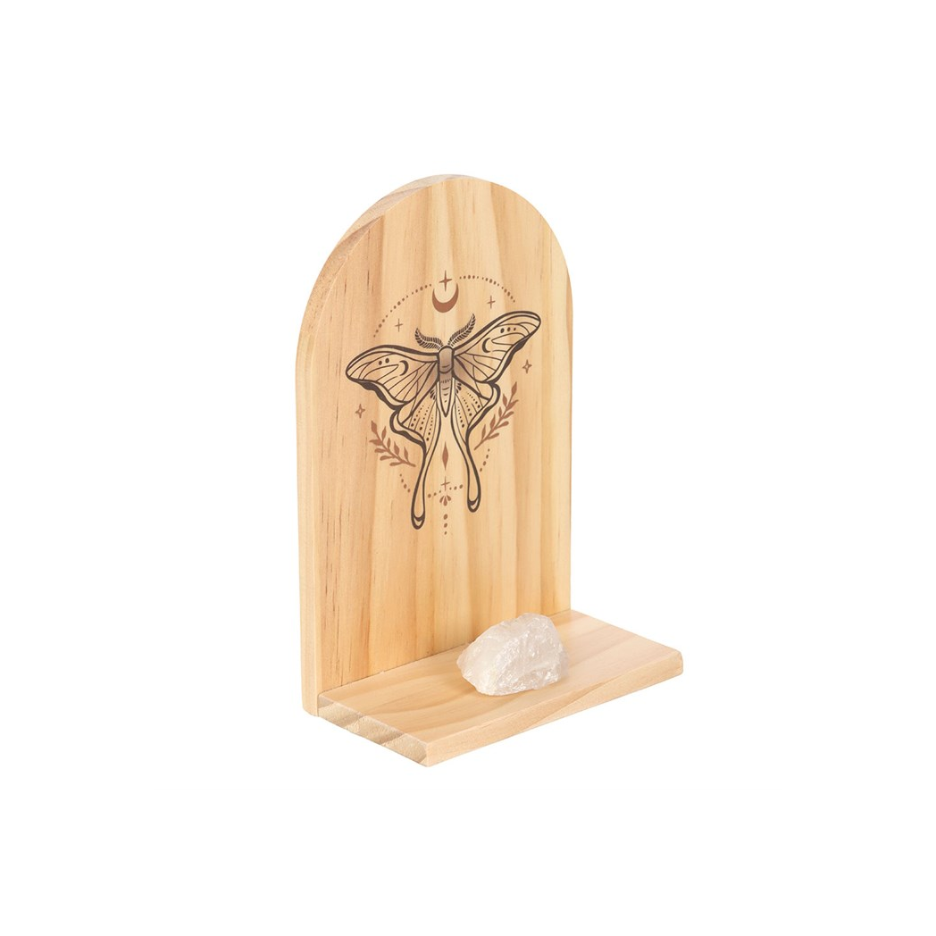 N/A Natural Luna Moth Wooden Incense Holder Shelf -