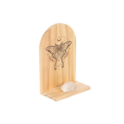 N/A Natural Luna Moth Wooden Incense Holder Shelf -