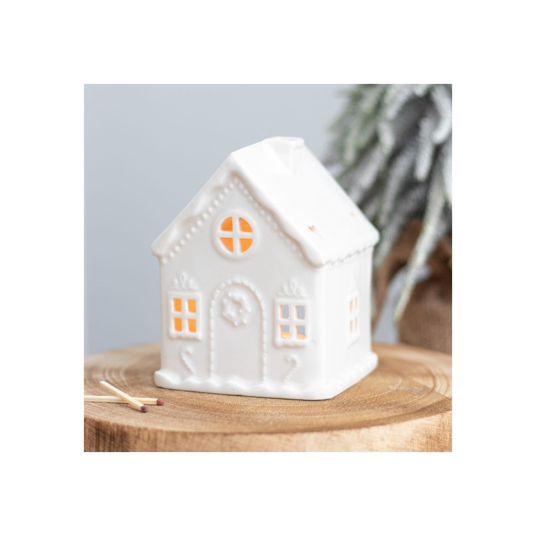 N/A White Gingerbread House Tealight Holder -