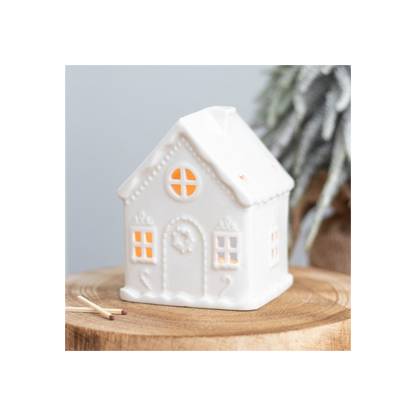 N/A White Gingerbread House Tealight Holder -