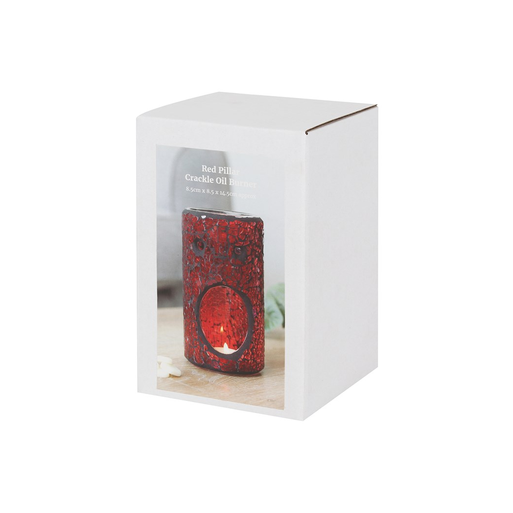 N/A Red Pillar Crackle Glass Oil Burner and Wax Warmer -