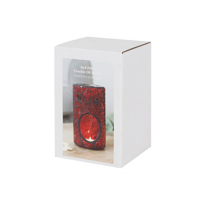N/A Red Pillar Crackle Glass Oil Burner and Wax Warmer -