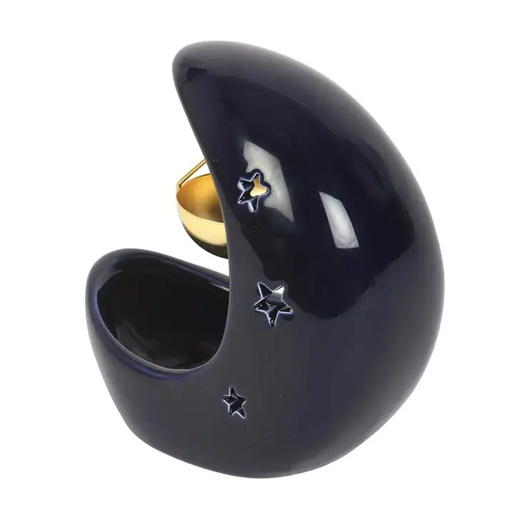 N/A Blue Crescent Moon Hanging Oil Burner -