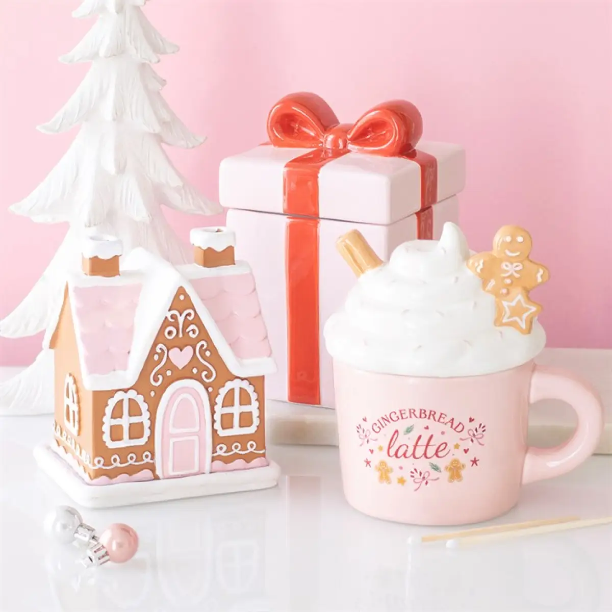 N/A Pink Gingerbread House Incense Cone Burner -