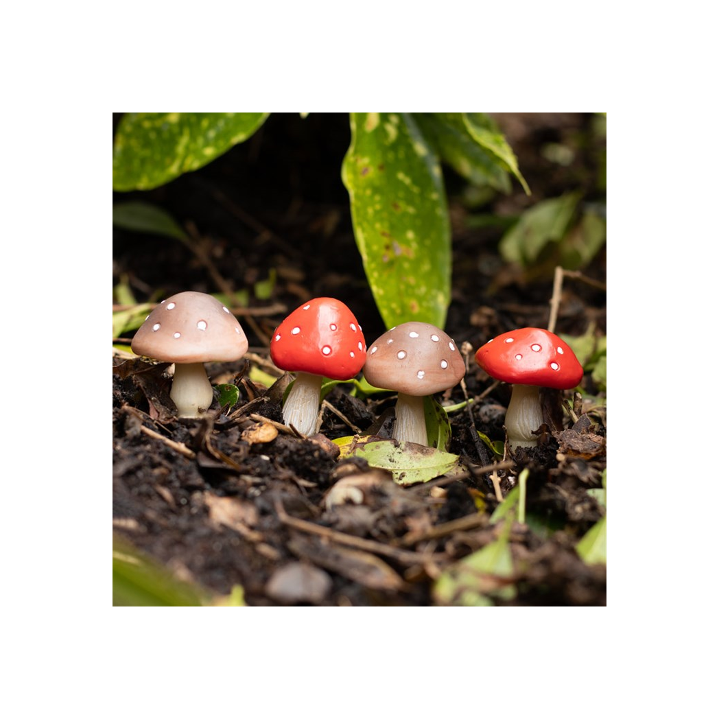 Mini Mushroom Plant Pot Decorations – Set of 4 Toadstool Pals