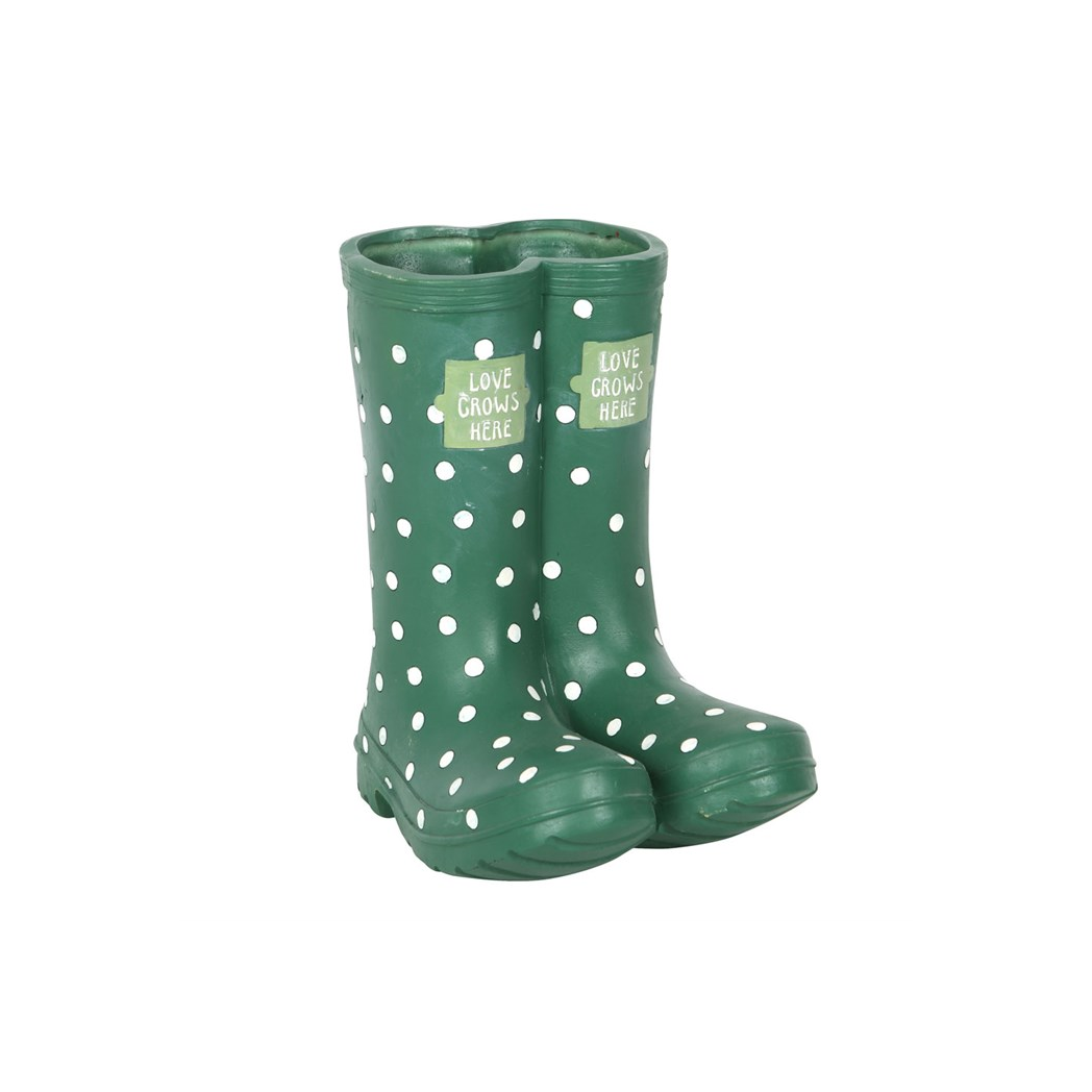 Charming Dark Green Welly Boot Planter for a Whimsical Touch