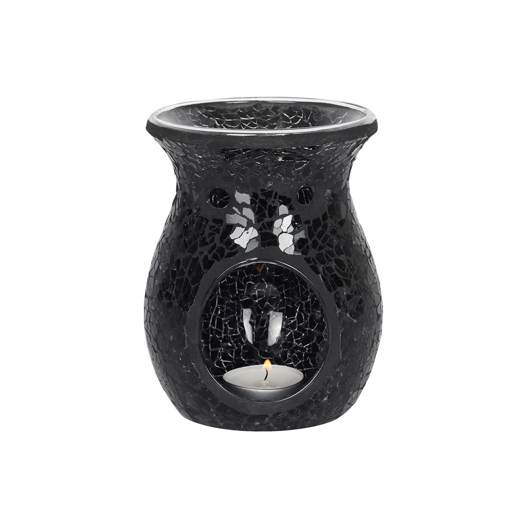 N/A Large Black Crackle Oil Burner and Wax Warmer -