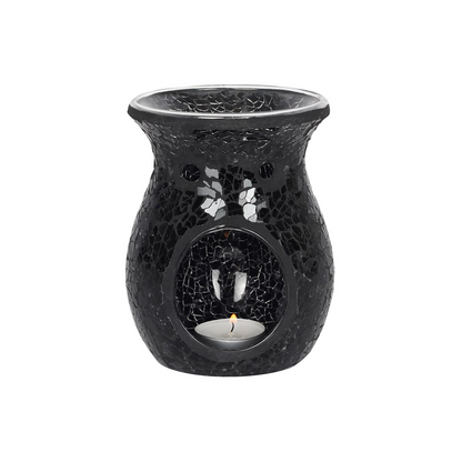 N/A Large Black Crackle Oil Burner and Wax Warmer -