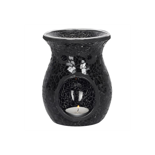 N/A Large Black Crackle Oil Burner and Wax Warmer -