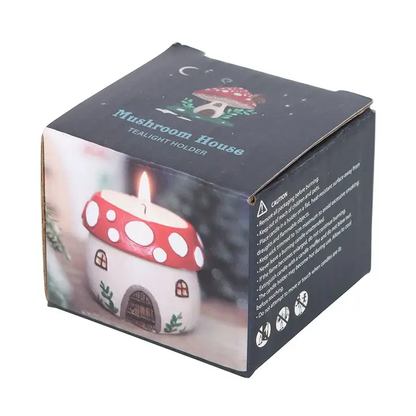 N/A Mushroom House Resin Tealight Holder -