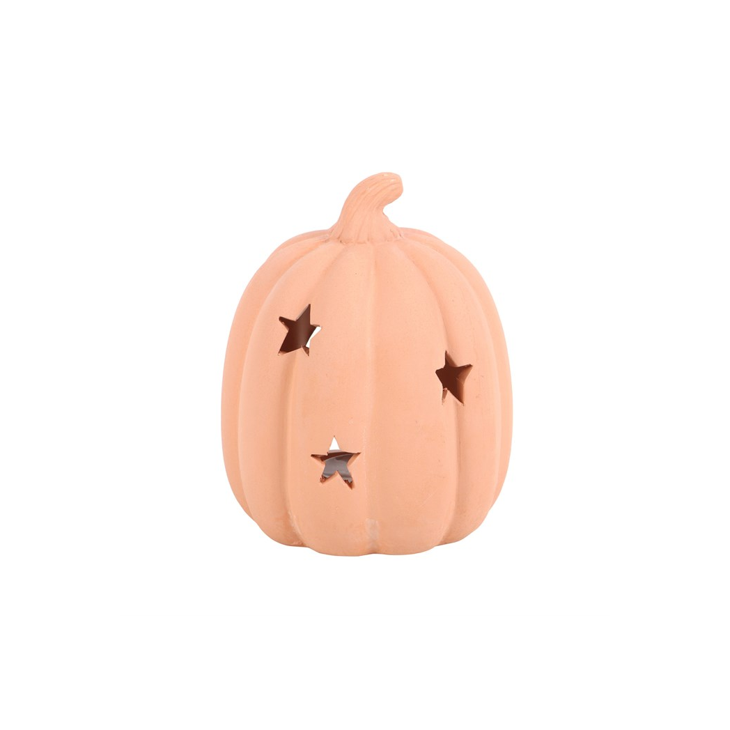 N/A 9cm Terracotta Pumpkin Tealight Holder -