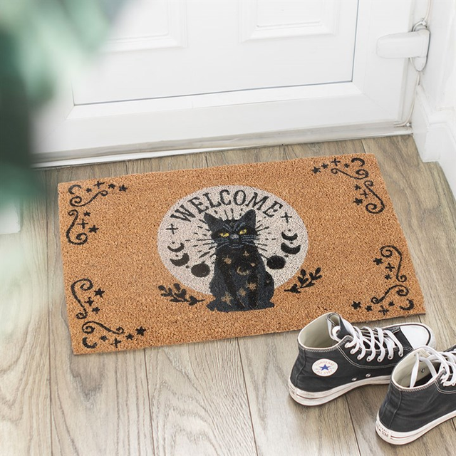 Enchant Your Entryway with the Black Magick Cat Doormat
