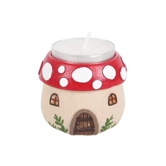 N/A Mushroom House Resin Tealight Holder -