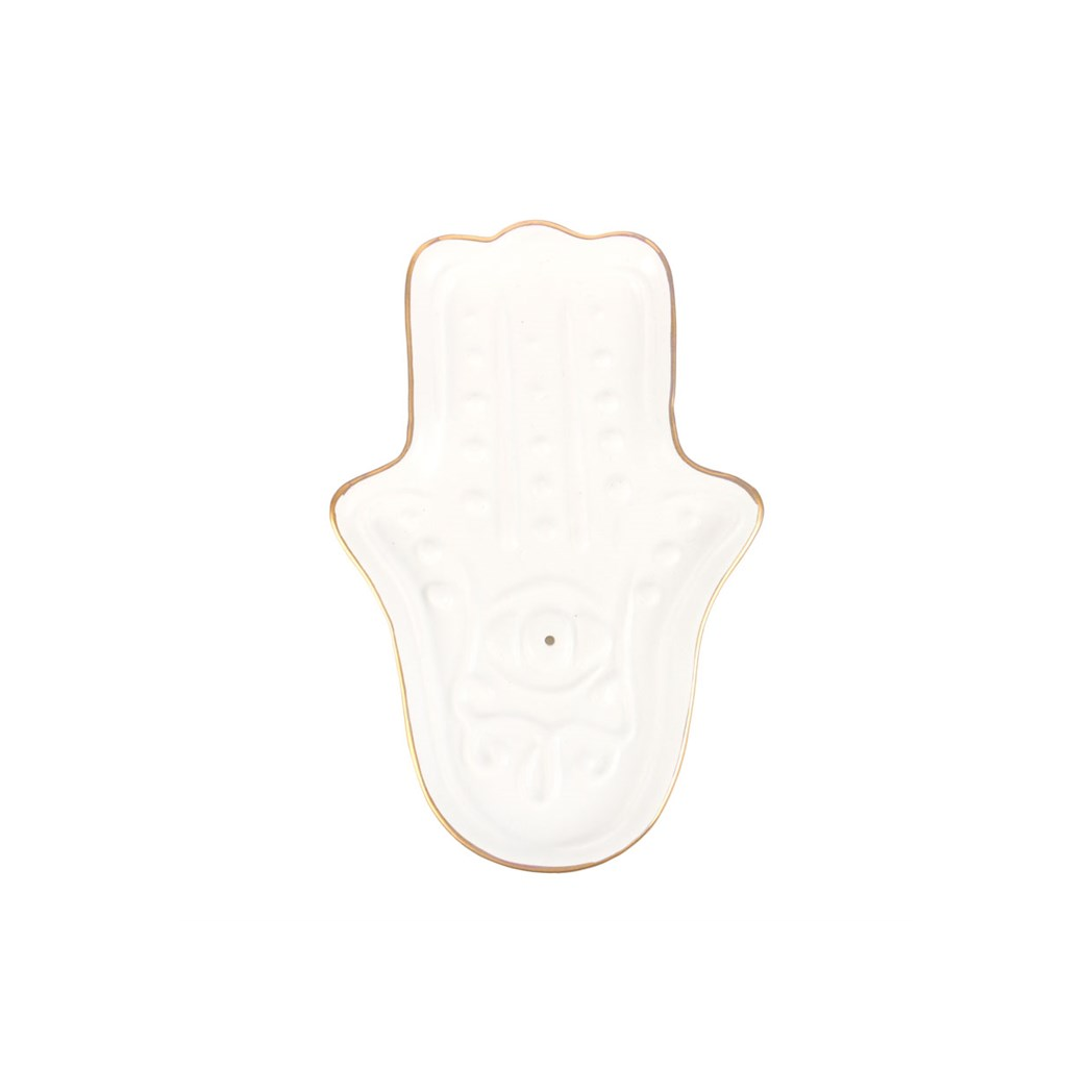 N/A White Hamsa Hand Incense Stick Holder -