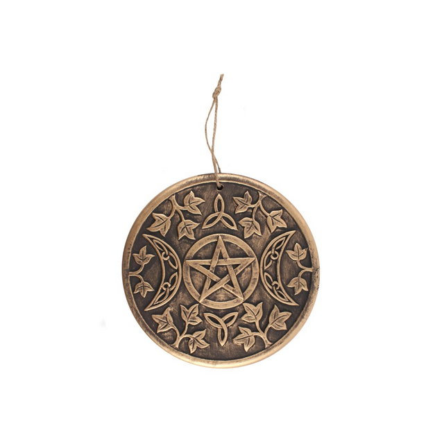 Triple Moon Terracotta Plaque – Bronze Effect Hanging Décor