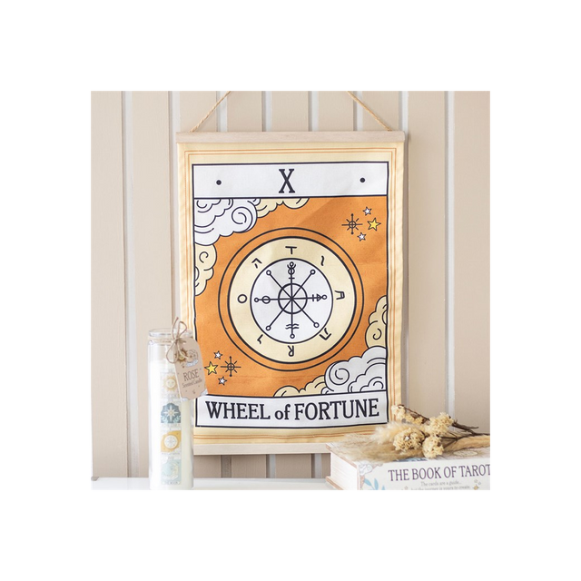 Wheel of Fortune Tarot Wall Hanging – Vintage Celestial Decor