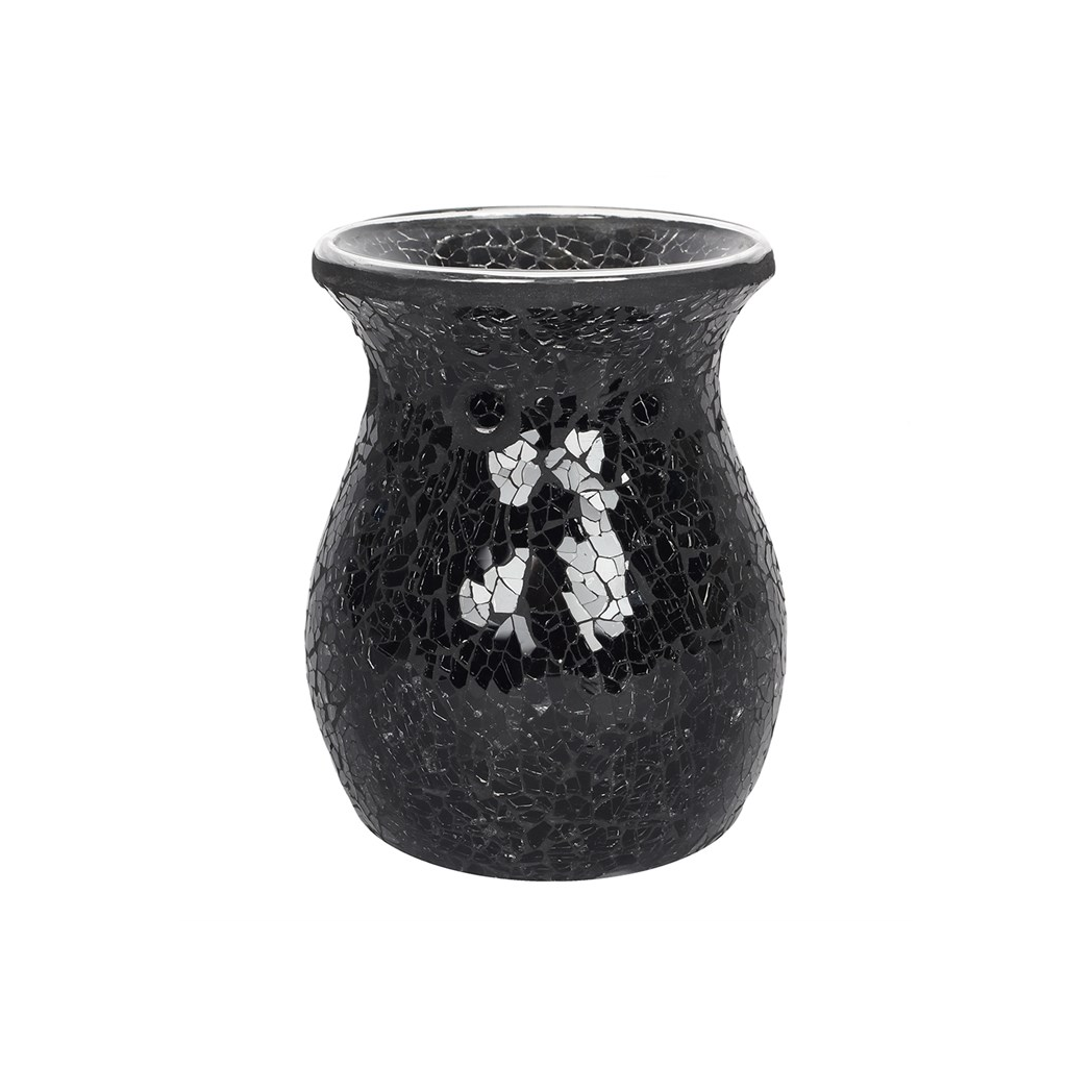 N/A Large Black Crackle Oil Burner and Wax Warmer -