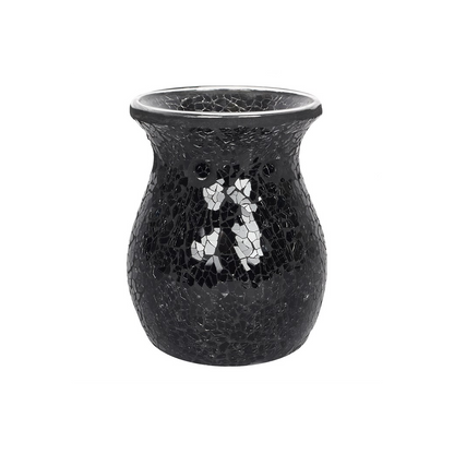 N/A Large Black Crackle Oil Burner and Wax Warmer -