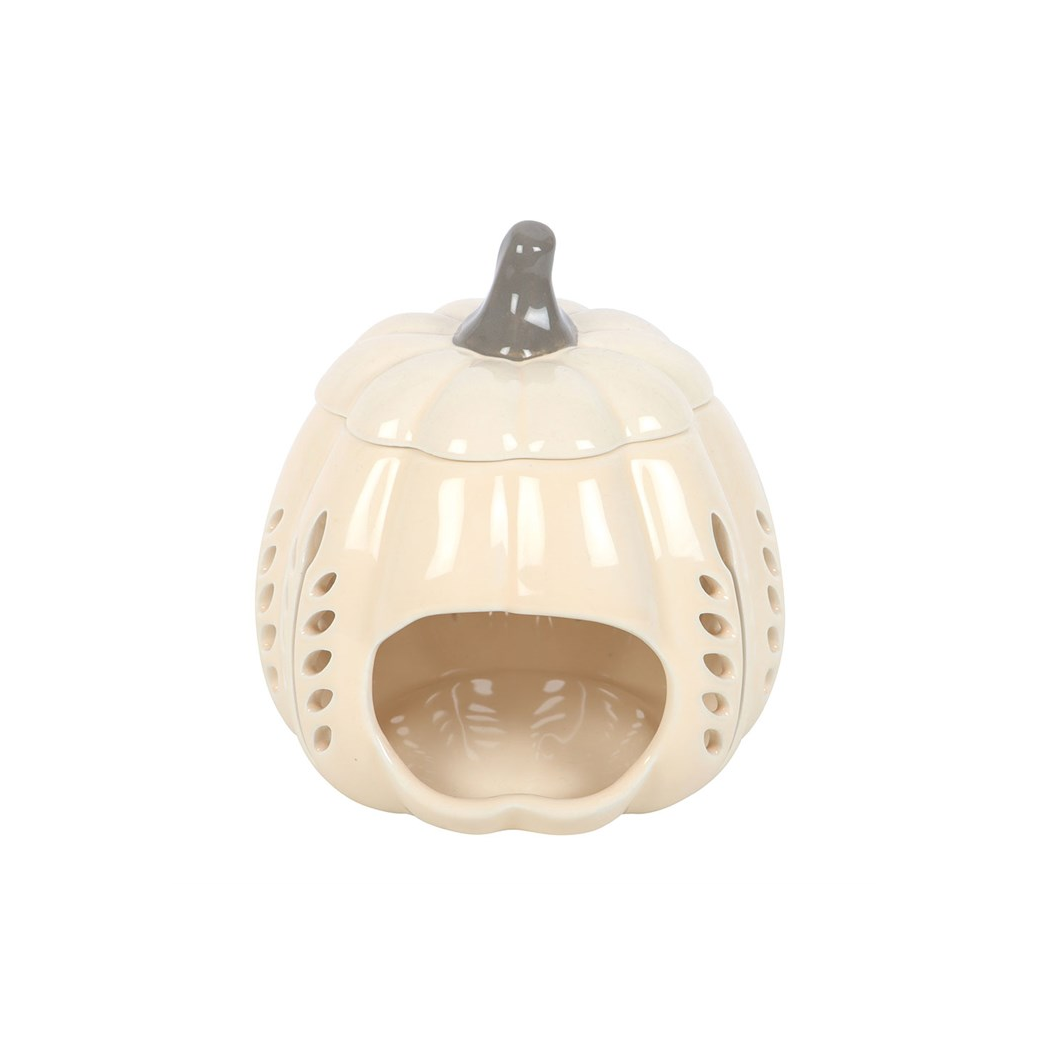 N/A Cream Leaf Cut Out Pumpkin Oil Burner and Wax Warmer -