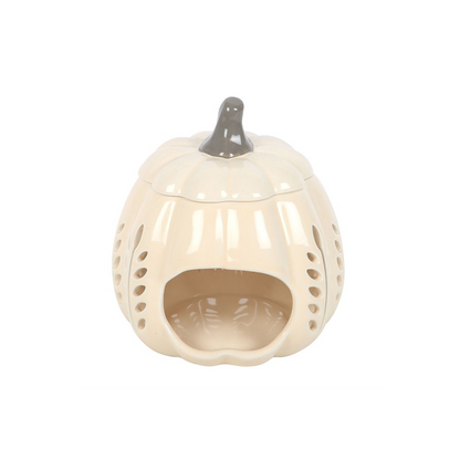 N/A Cream Leaf Cut Out Pumpkin Oil Burner and Wax Warmer -