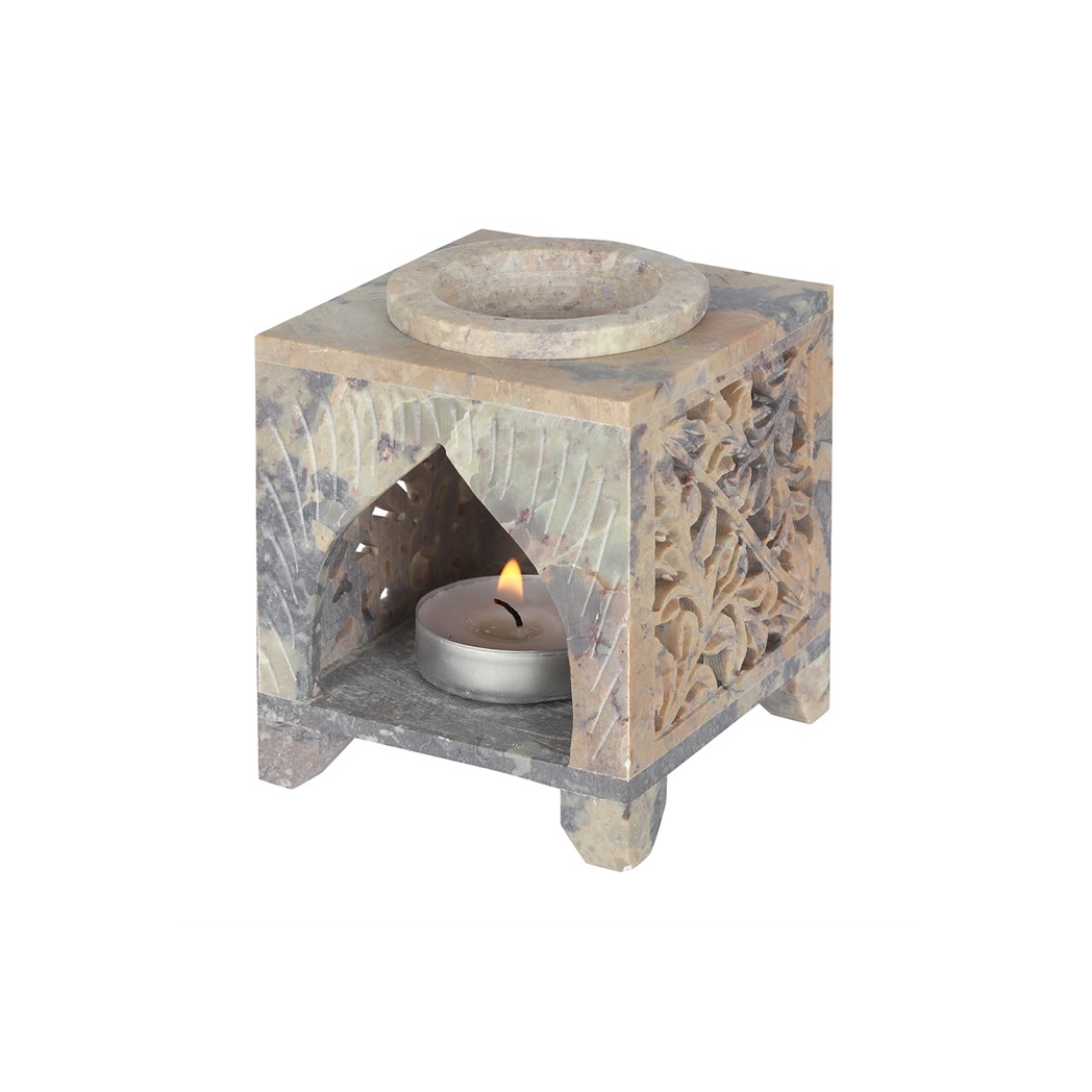 N/A Moroccan Arch Cutout Soapstone Oil Burner -