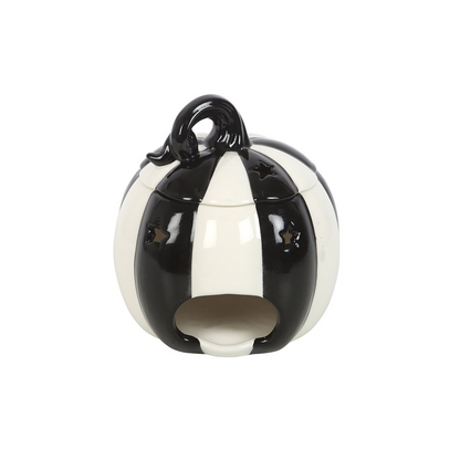 N/A Black and White Striped Pumpkin Oil Burner -