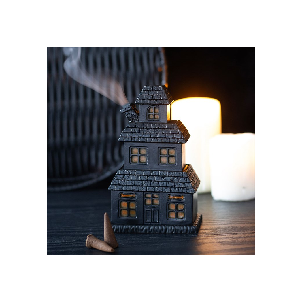 N/A Black Haunted House Incense Cone Holder -