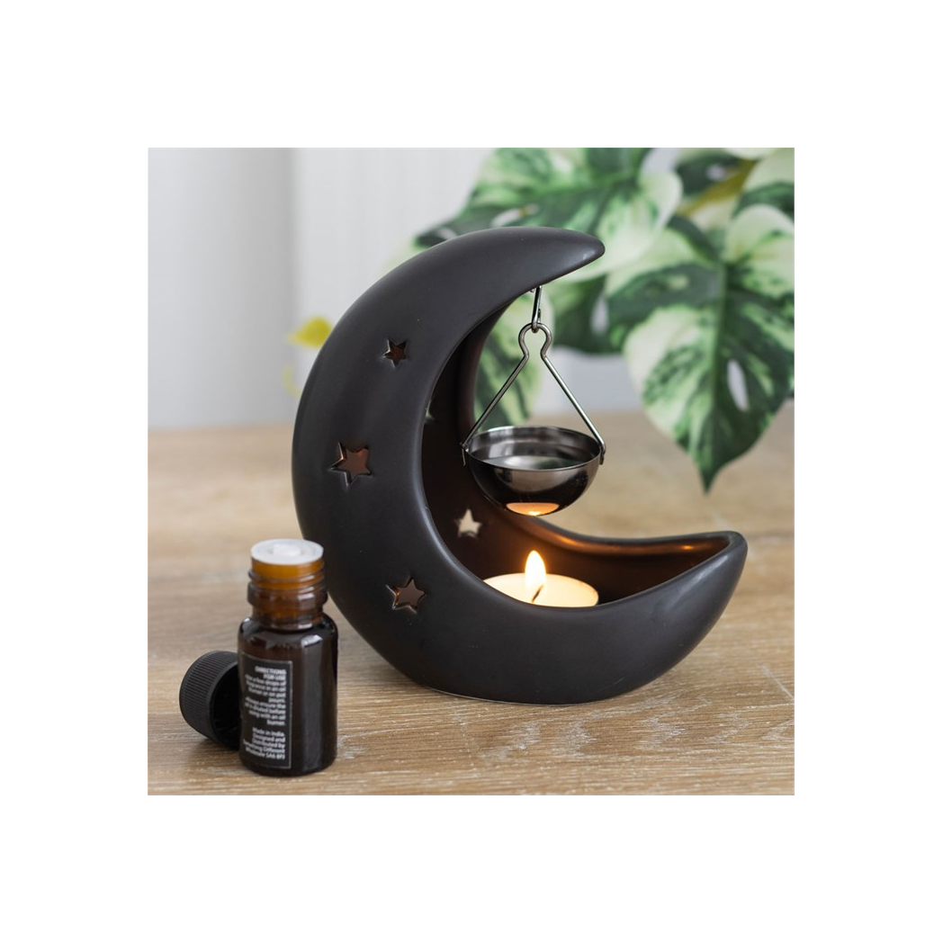 N/A Black Crescent Moon Hanging Oil Burner -