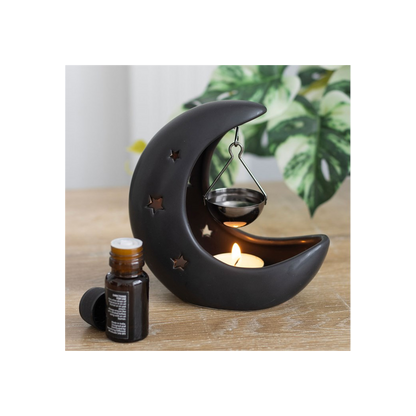 N/A Black Crescent Moon Hanging Oil Burner -