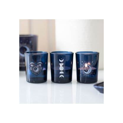 N/A Set of 3 Blue Moon Votive Candle Holders -
