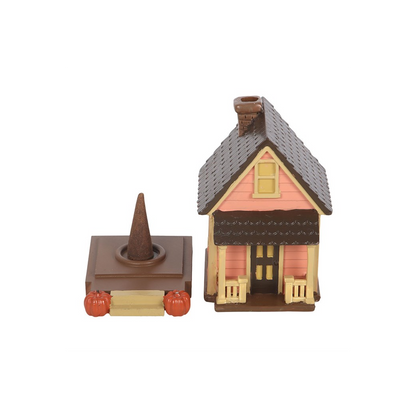 N/A Pink House Incense Cone Burner with Pumpkins -