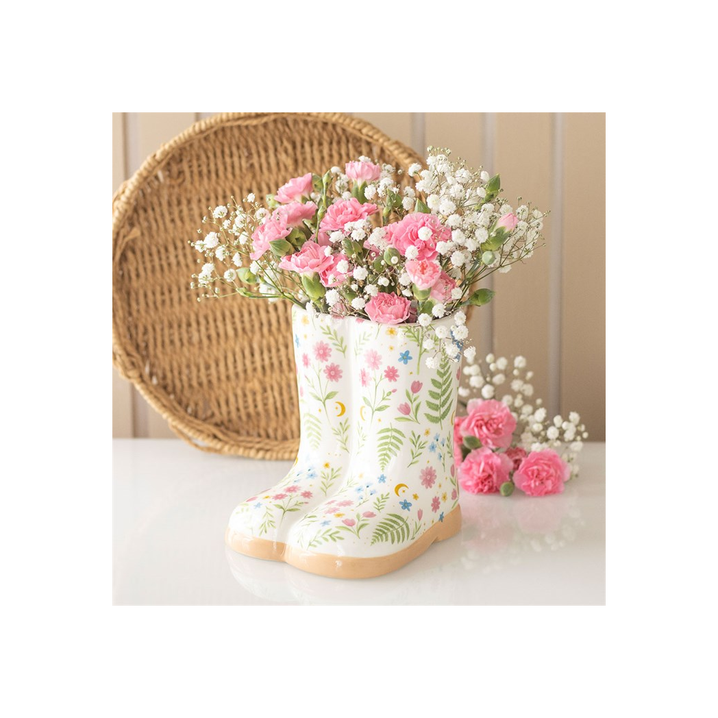 Brighten Your Space with the Floral Print Welly Boot Planter